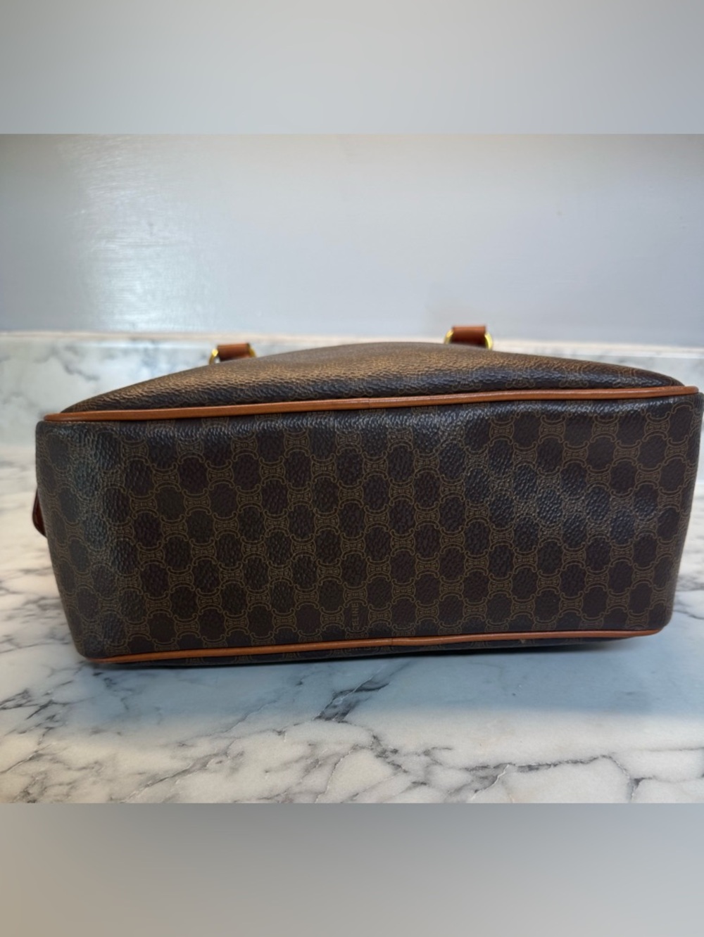 Vintage CELINE Macadam Canvas Boston Bag Brown - Picture 4 of 11